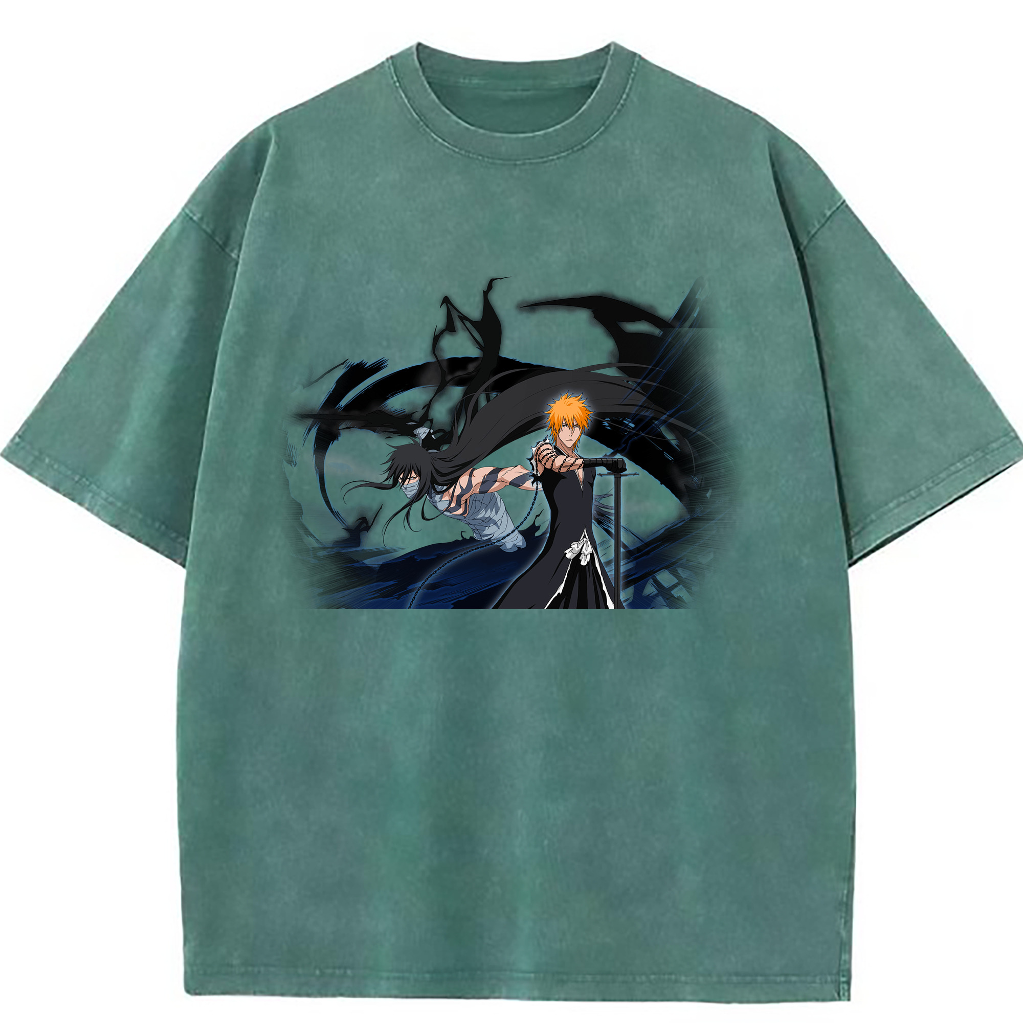 （画像用） ブリーチ 黒崎一護（くろさき いちご）BLEACH Kurosaki Ichigo 綿100% ヴィンテージ風 半袖Tシャツ（フロントプリント）